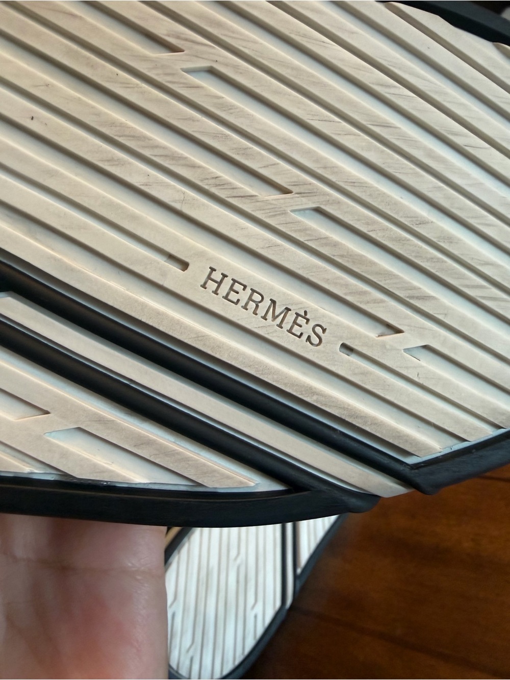 Hermes Black Leather Low-Top Sneakers with White Soles and Laces - Picture 6 of 11